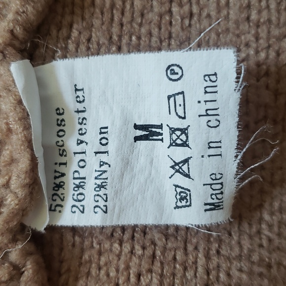 💐 Cableknit Knit Sweater Mini Dress Camel Tan Long Sleeve Cabincore Cozy Rustic - Picture 11 of 14